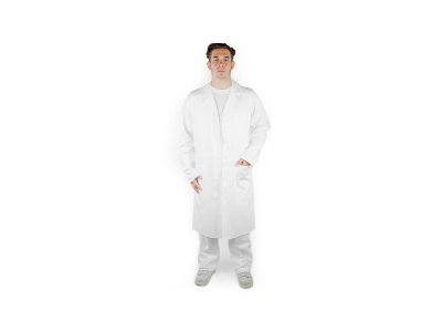 Pánský lékařský plášť s dlouhým rukávem, bílý