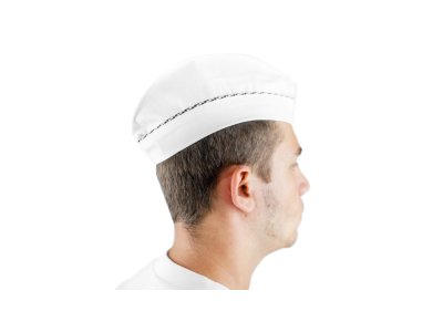 Kuchařská čepice – lodička bílá a pepito lem