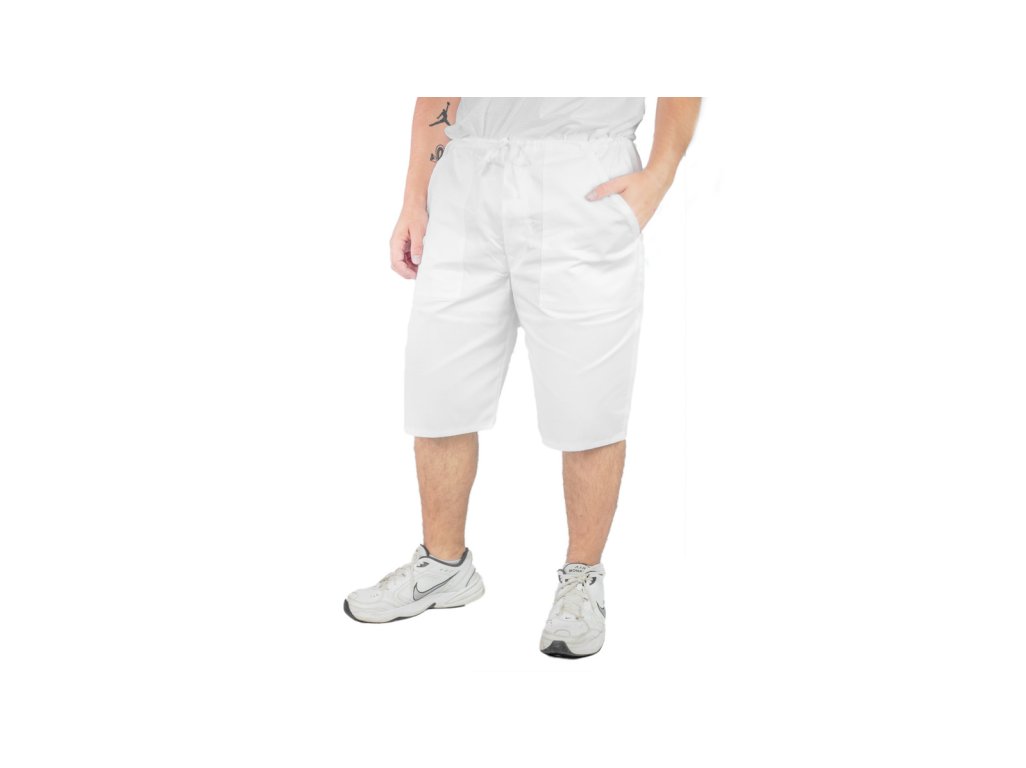 Kuchařské kalhoty krátké, pánské, bílé