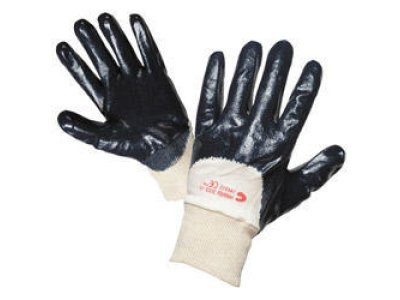 HARRIER Bavlněné rukavice polomáčené v nitrilu, pružný náplet na zápěstí, barva: modrá