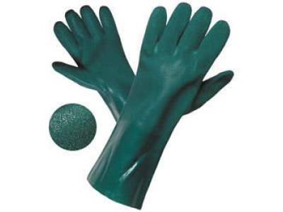 PETREL Rukavice máčené v PVC, délka 35 cm, protiskluzná úprava povrchu rukavice, podšívka z teplákoviny