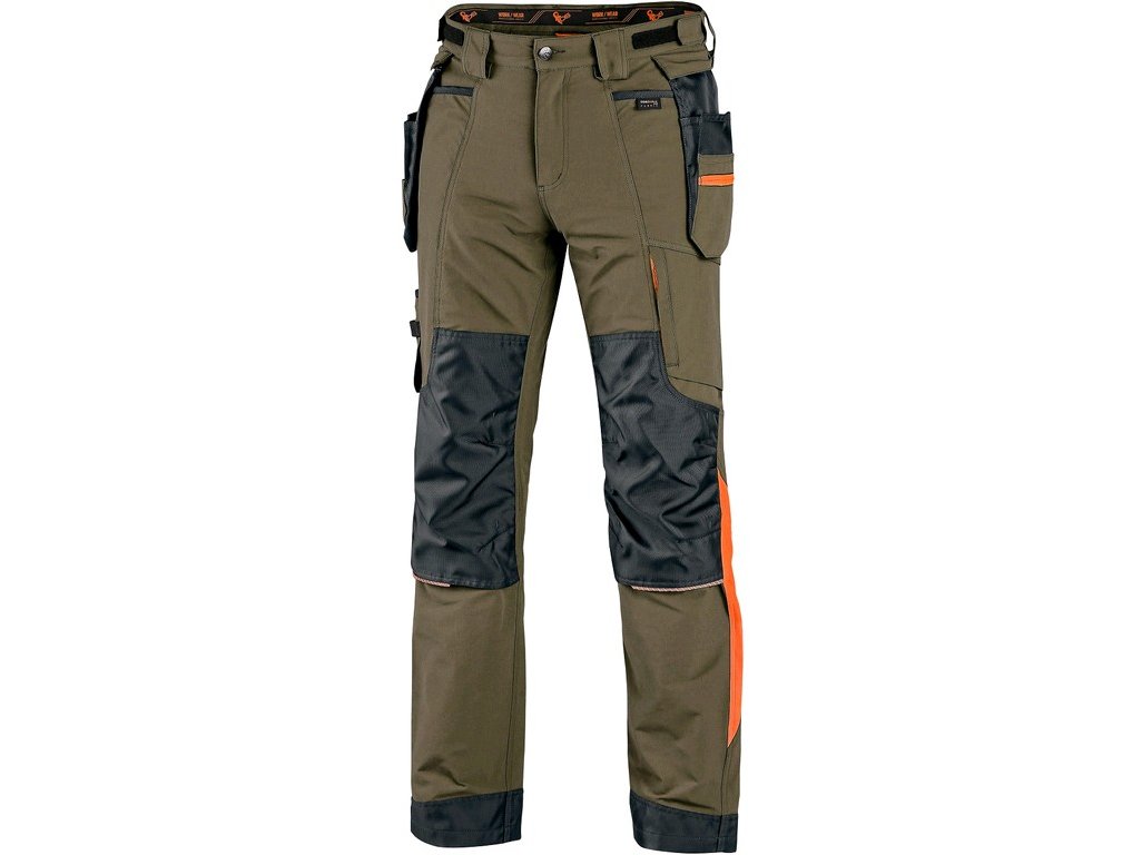 Pánské kalhoty do pasu NAOS CXS, zeleno-zelené, HV oranžové doplňky