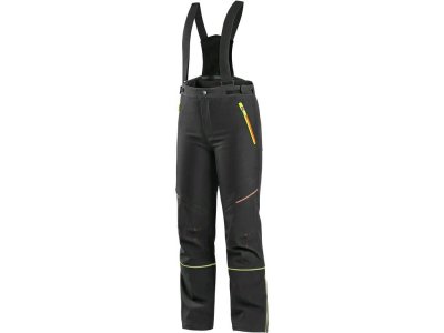 Dětské zimní softshell kalhoty TRENTON, černé s HV žluto/oranžové doplňky