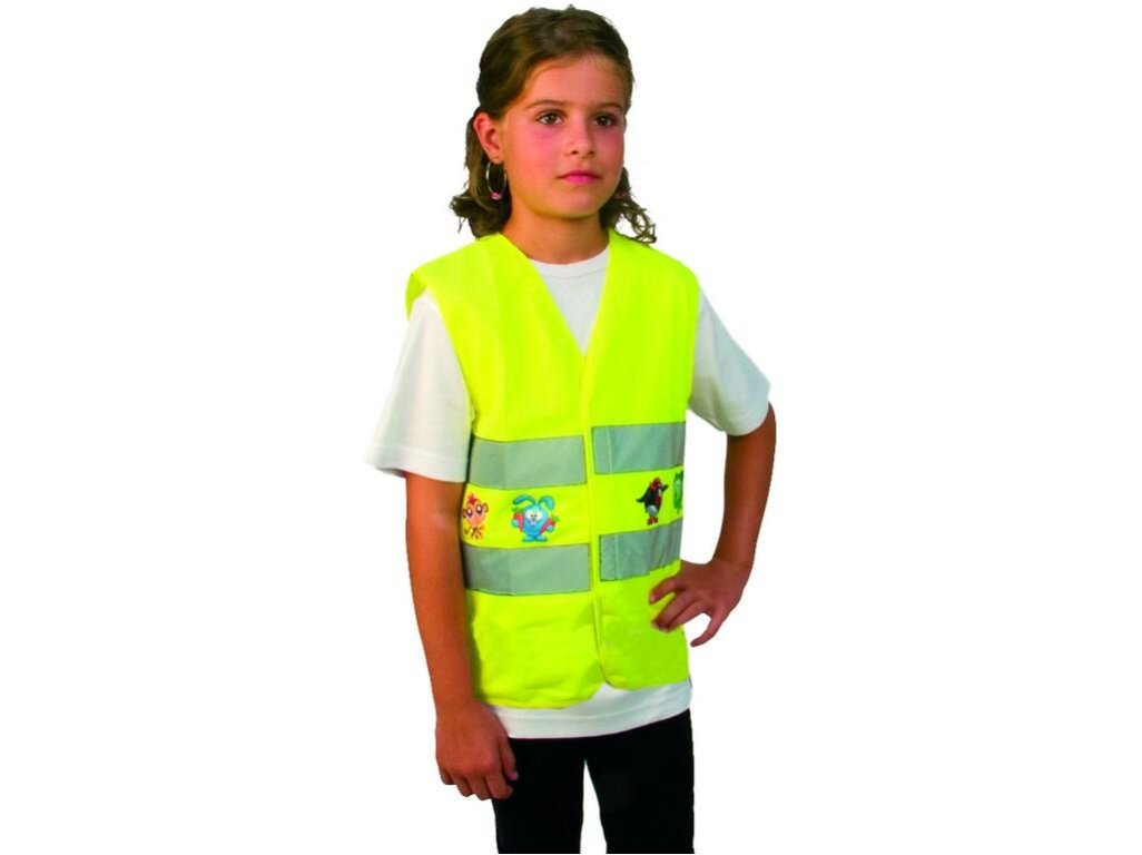 Dětská reflexní vesta TEDDY CXS s obrázky, vel. XS, žlutá