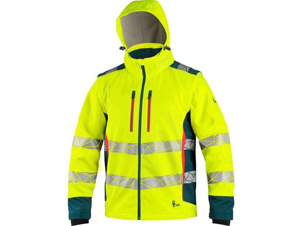 Pánská softshell výstražná bunda BEDFORD CXS, žluto-petrolová