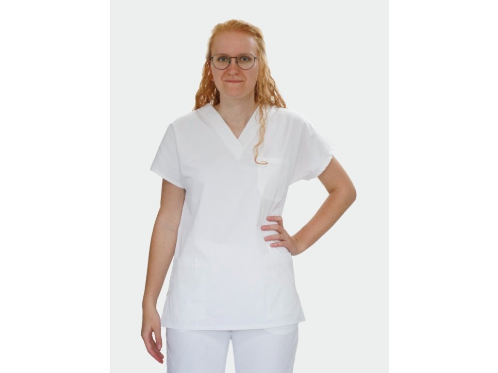 Dámská zdravotní halena do V, bílá