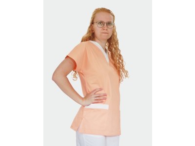 Dámská zdravotní halena do V, meruňková + bílá