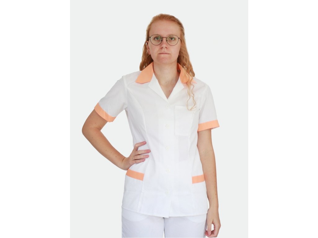 Dámská lékařská halena PRINCES bílá + meruňka
