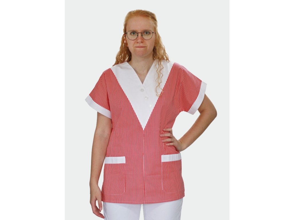 Dámská zdravotní halena ZINA červený proužek