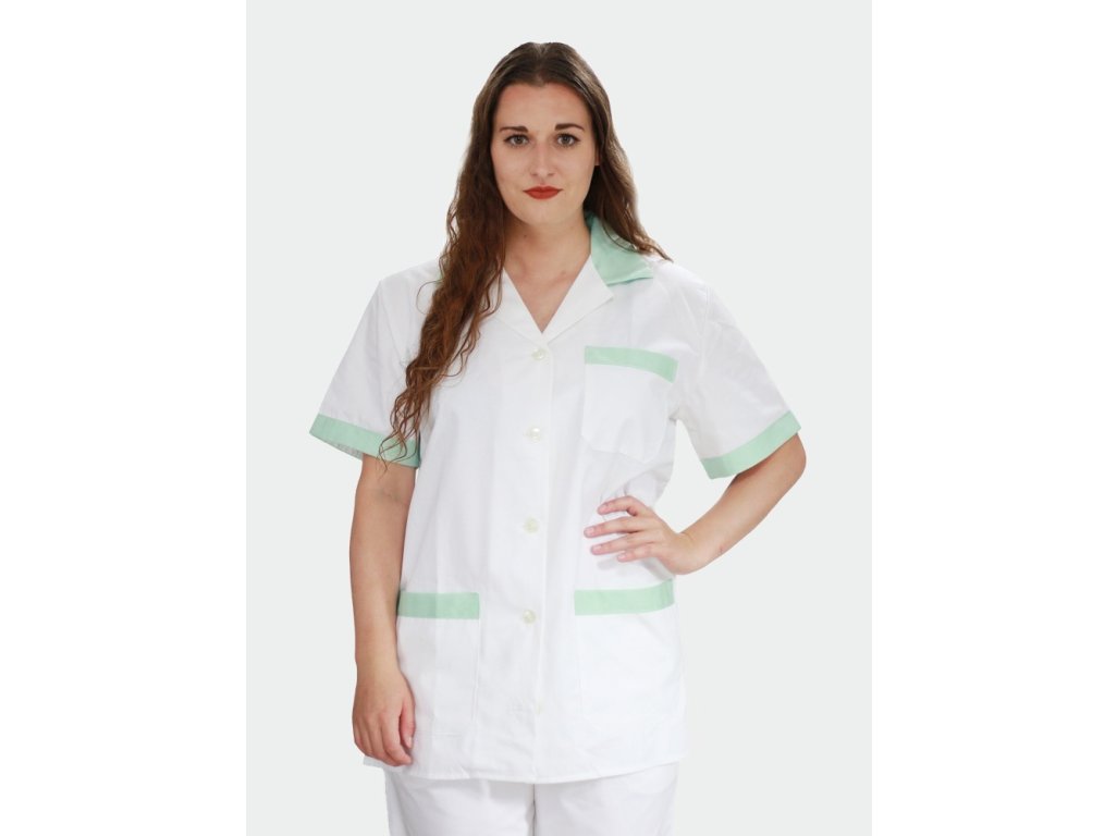 Dámská kuchařská halena IVANA, bílá+ světlezelená