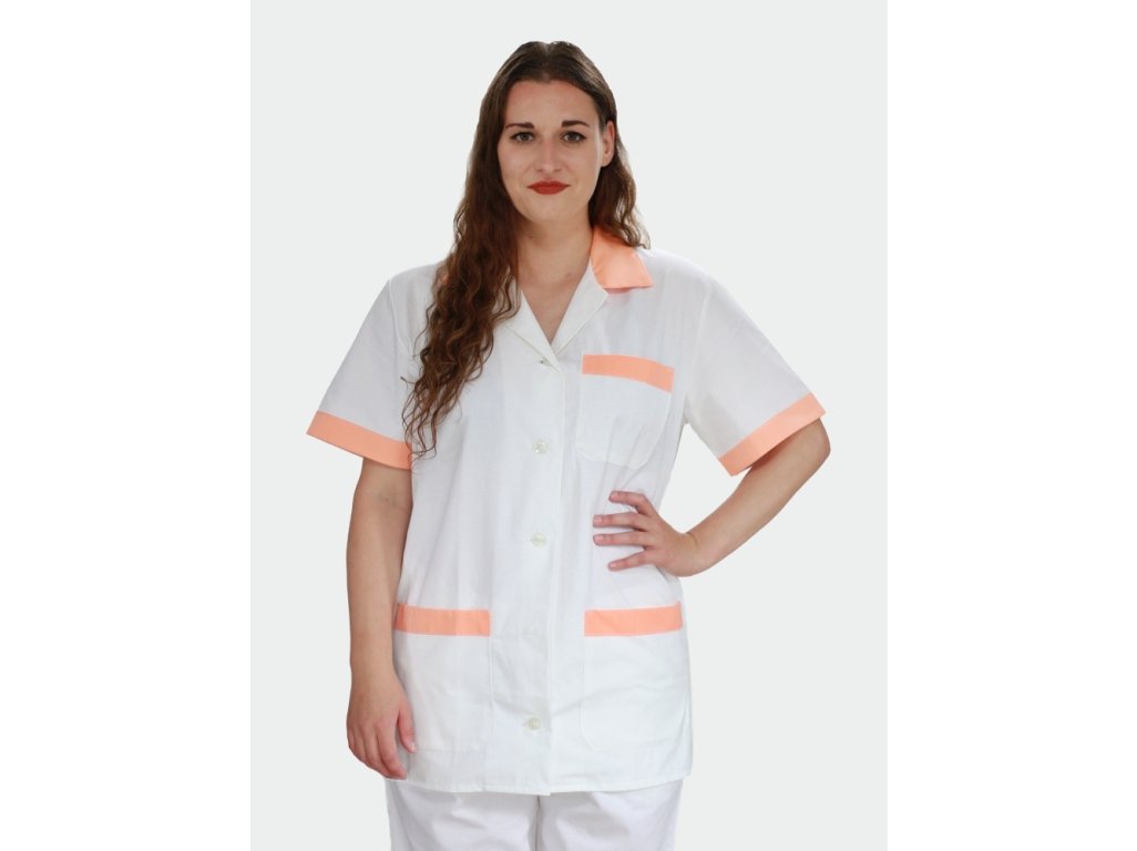 Dámská kuchařská halena IVANA, bílá + meruňková