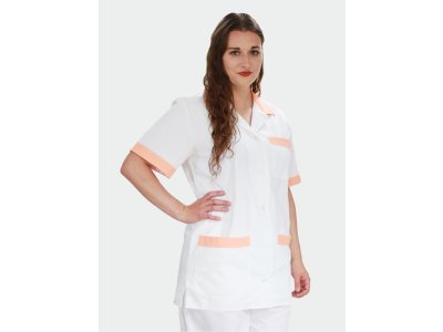 Dámská kuchařská halena IVANA, bílá + meruňková